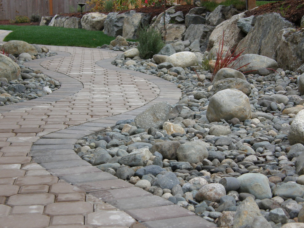 interlock paver walkway Contemporary Patio Vancouver by Garden Culture Victoria Houzz
