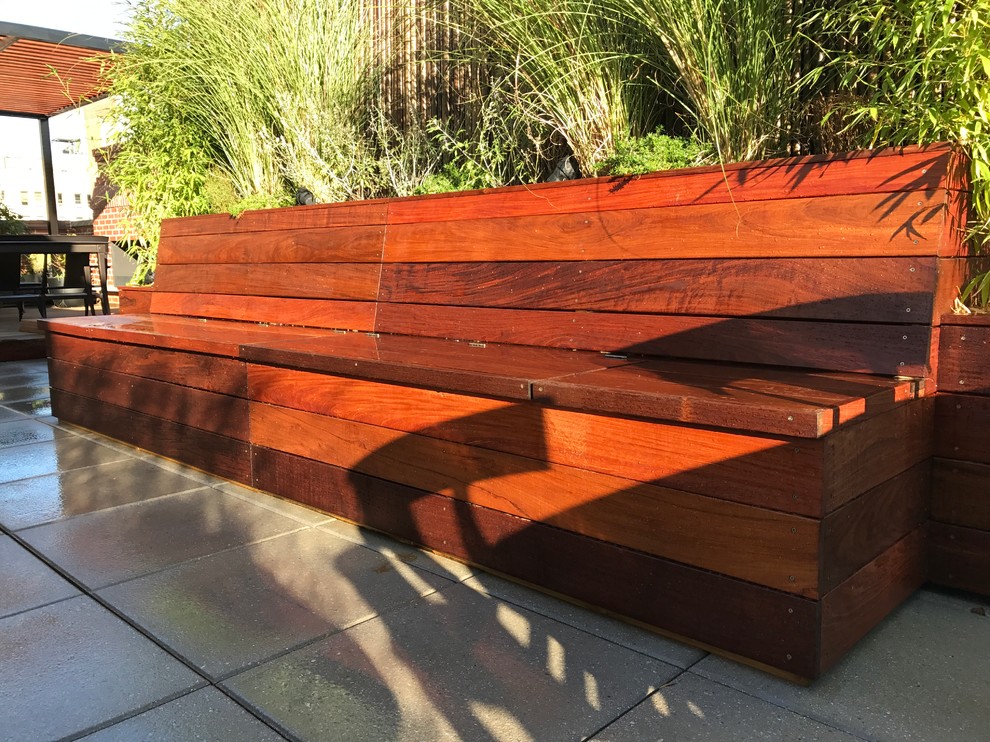 ipe bench with storage - Contemporary - Patio - New York ...