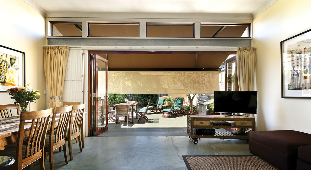 K300 features an optional drop screen for added shade Midcentury Patio Portland Maine by