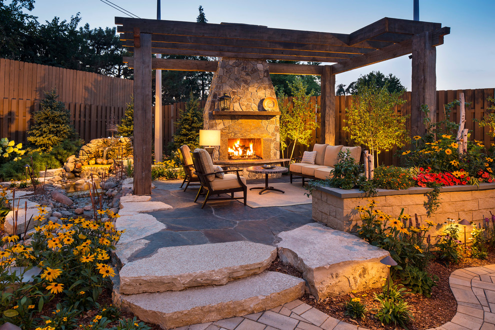 KARE 11 Backyard Outdoor Fireplace Traditional Patio Minneapolis