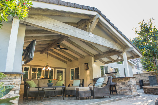 Kitchen & living room addition including an outdoor living space ...