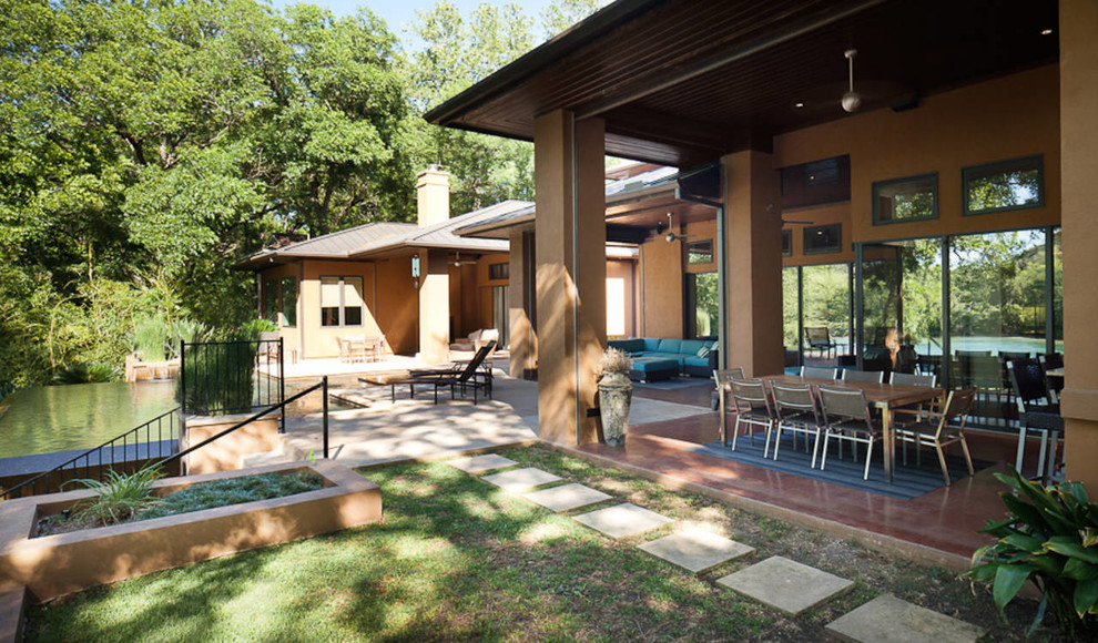 Large transitional patio photo in Austin