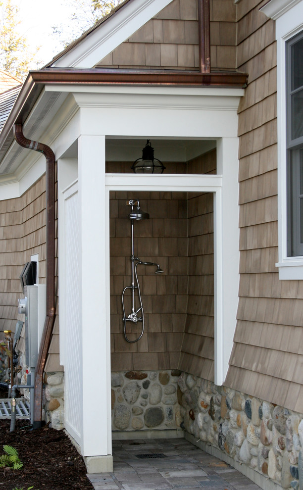 Beach style outdoor patio shower photo in Grand Rapids