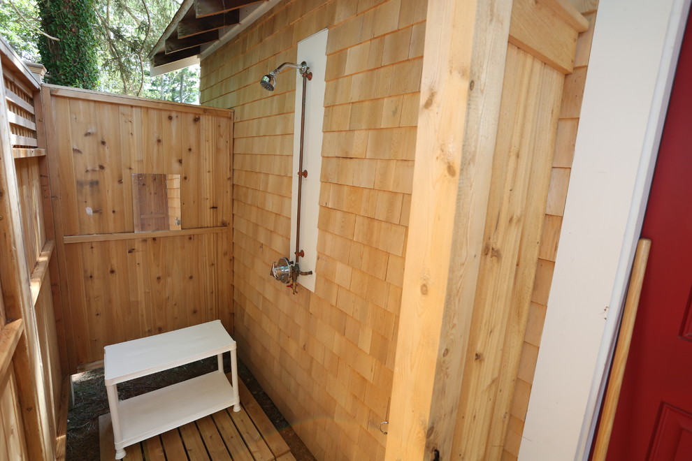 Lattice Long Deluxe Outdoor Shower Beach Style Patio Boston by Cape Cod Shower Kits Co