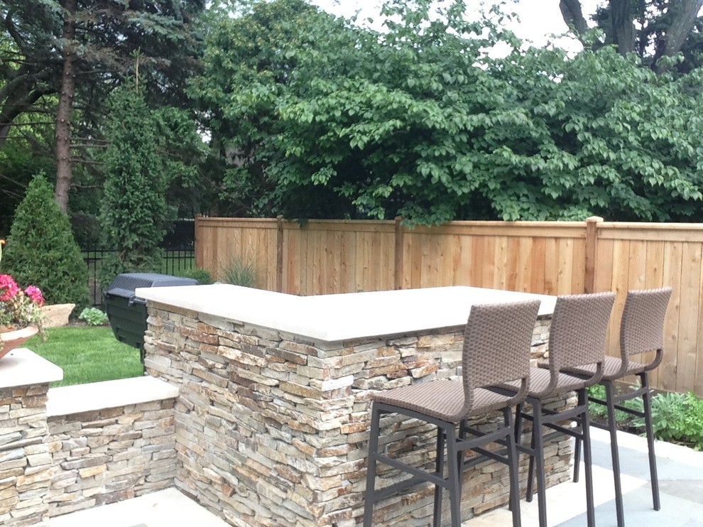 Ledgestone Veneer Stone Bar Patio Chicago by Architectural