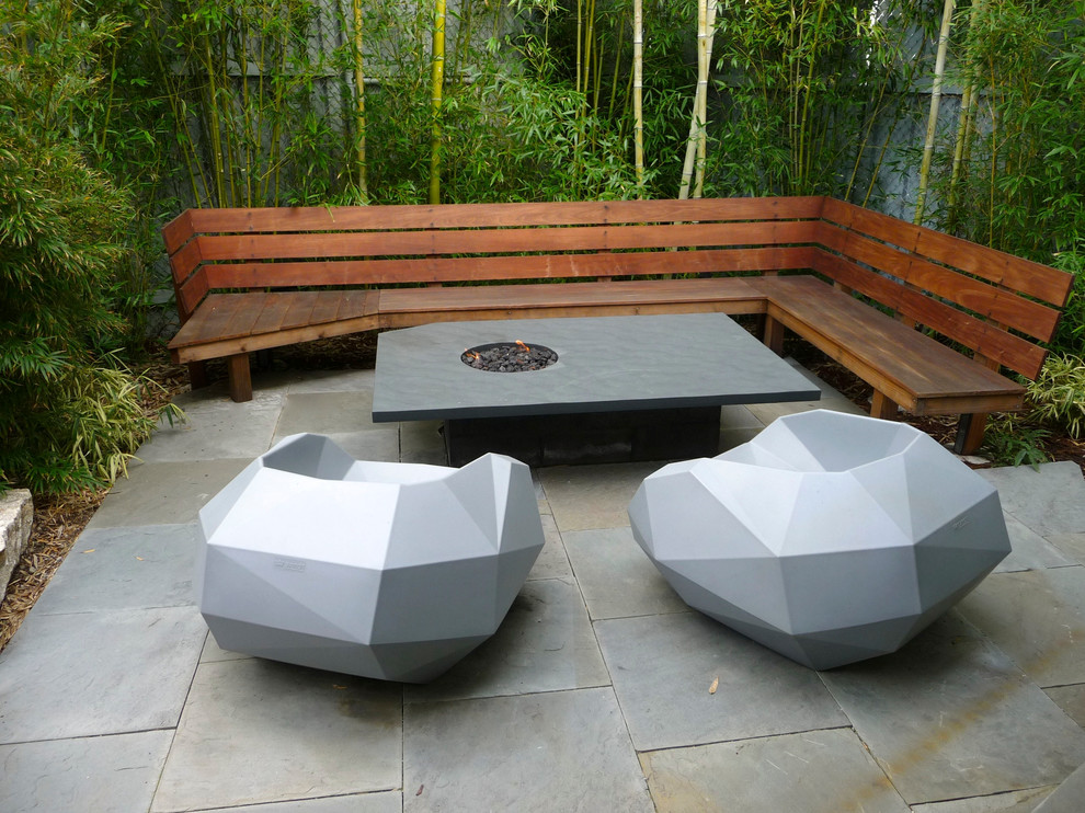 Patio - modern patio idea in San Francisco with a fire pit and no cover