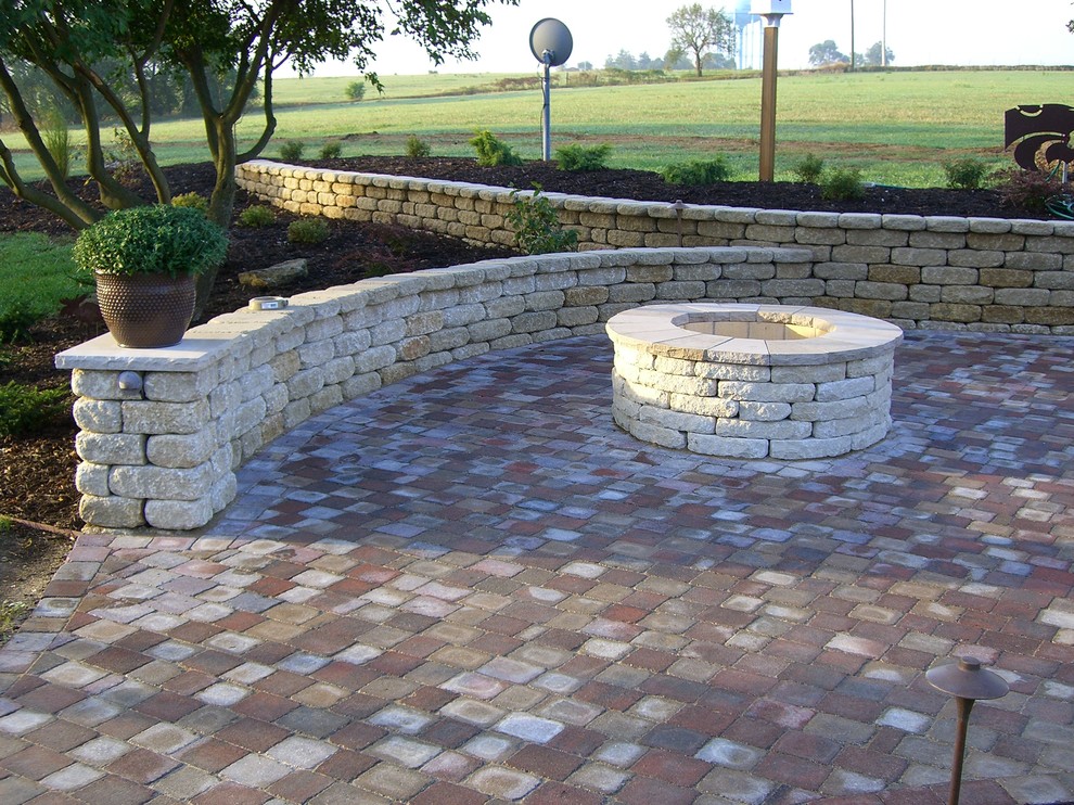 Limestone Fire Pit with Cut Limestone Cap Traditional Patio Other