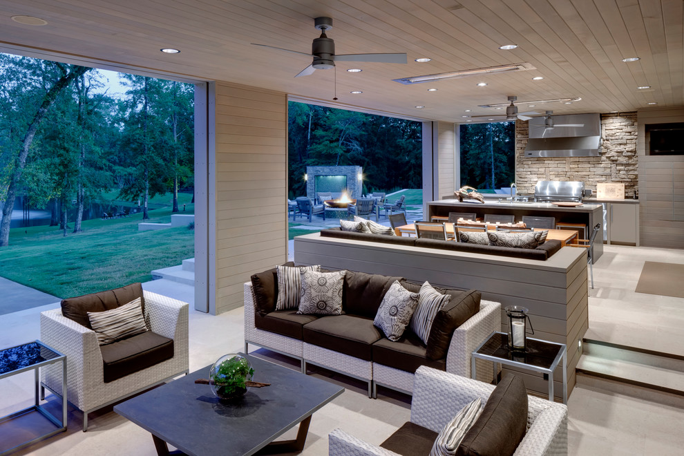 Inspiration for a contemporary patio in Dallas with a bbq area.