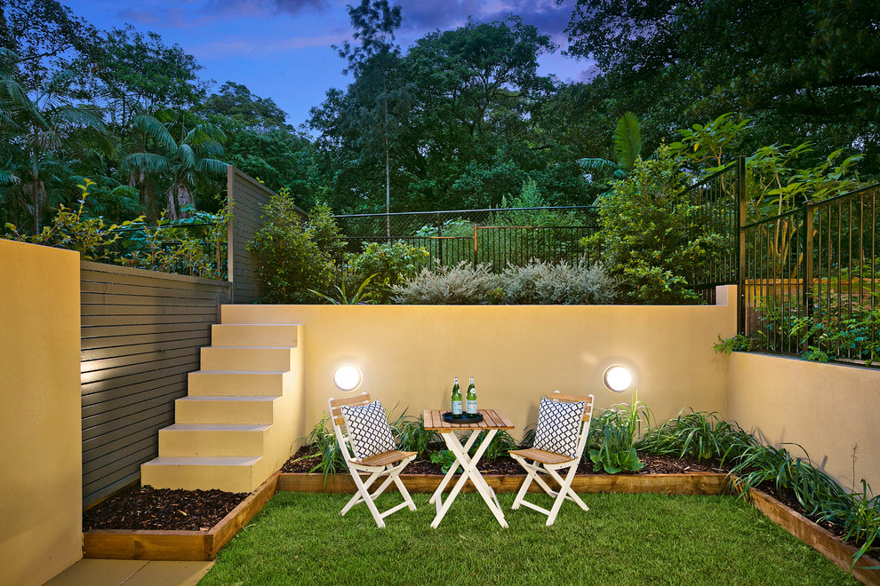 Design ideas for a small contemporary back patio in Sydney with concrete paving.