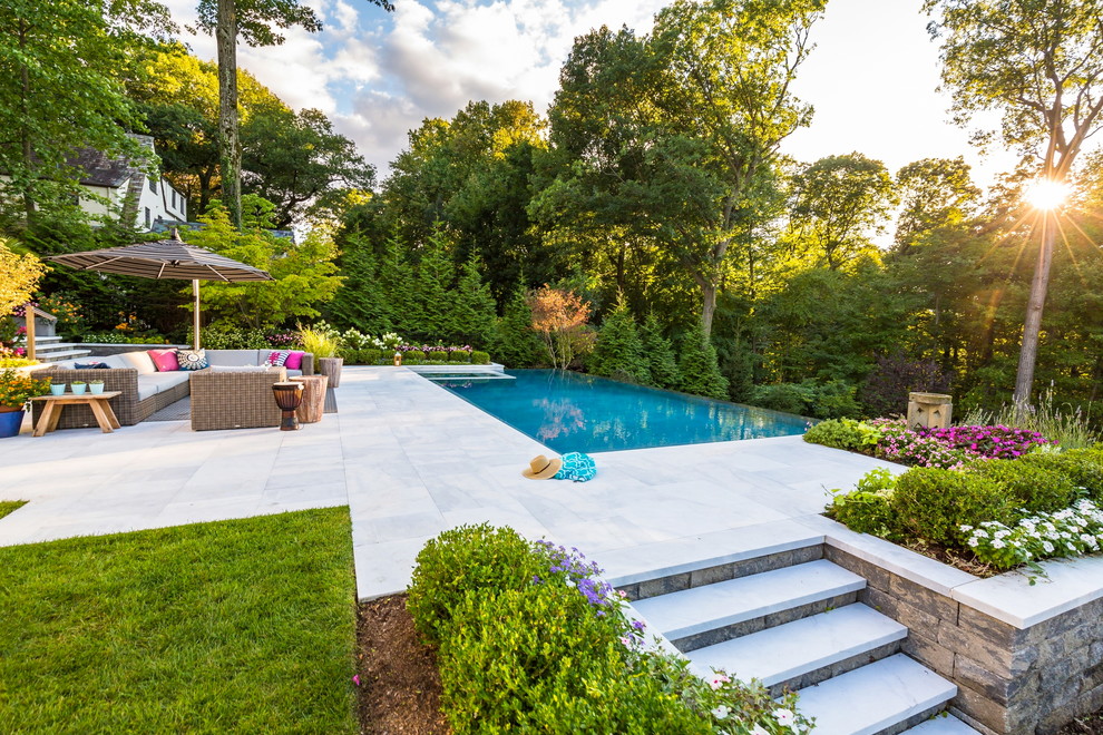 Luxury vanishing edge swimming pool and outdoor living area Ridgewood ...