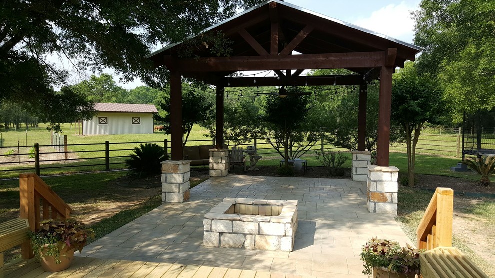 Madisonville Cedar Gazebo & Stamped Concrete Craftsman Patio