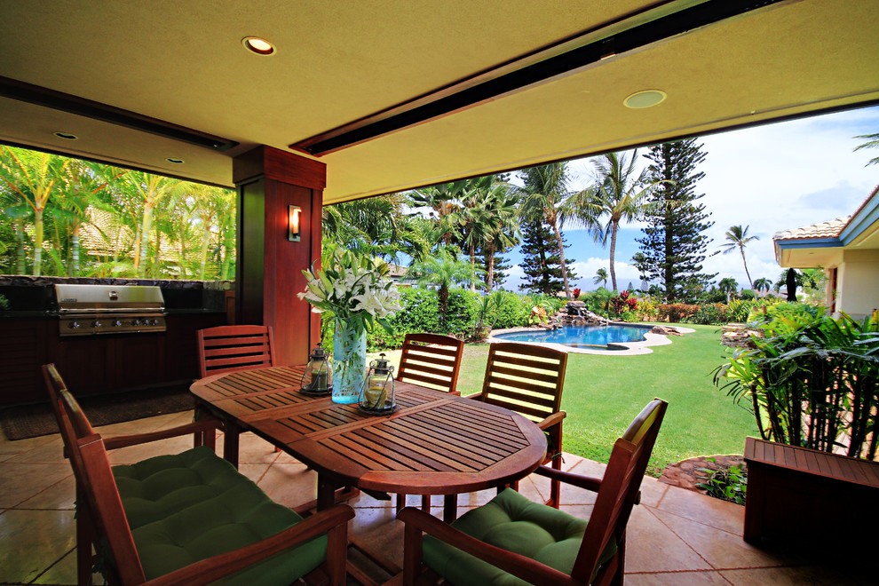This is an example of a world-inspired patio in Hawaii.