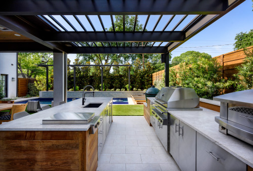 Balancing Styles: Combining Wood Cabinets and Stainless Steel Cabinets Outdoors