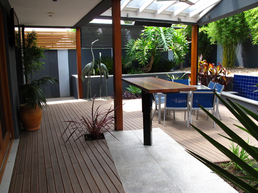 Patio - mid-sized contemporary backyard patio idea in Adelaide with decking and a gazebo