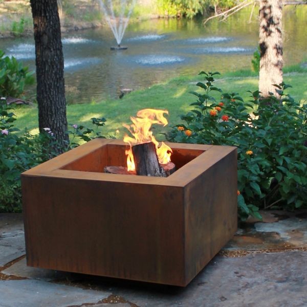Mini Square Steel Outdoor Fire Pit, Small Outdoor Fire Pit