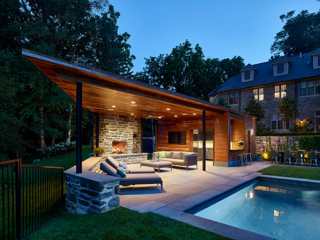 Modern Pool House for Sloped Site - Contemporary - Patio - Philadelphia ...