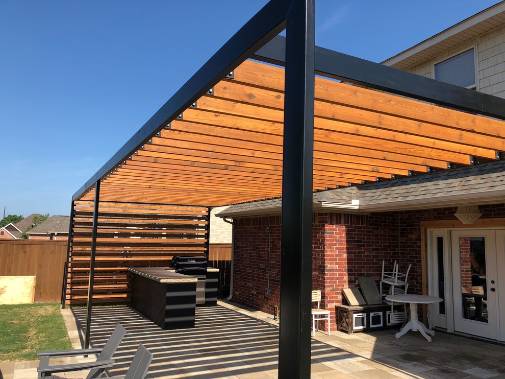 Modern Steel and Wood Pergola - Modern - Patio - Other - by Ground ...