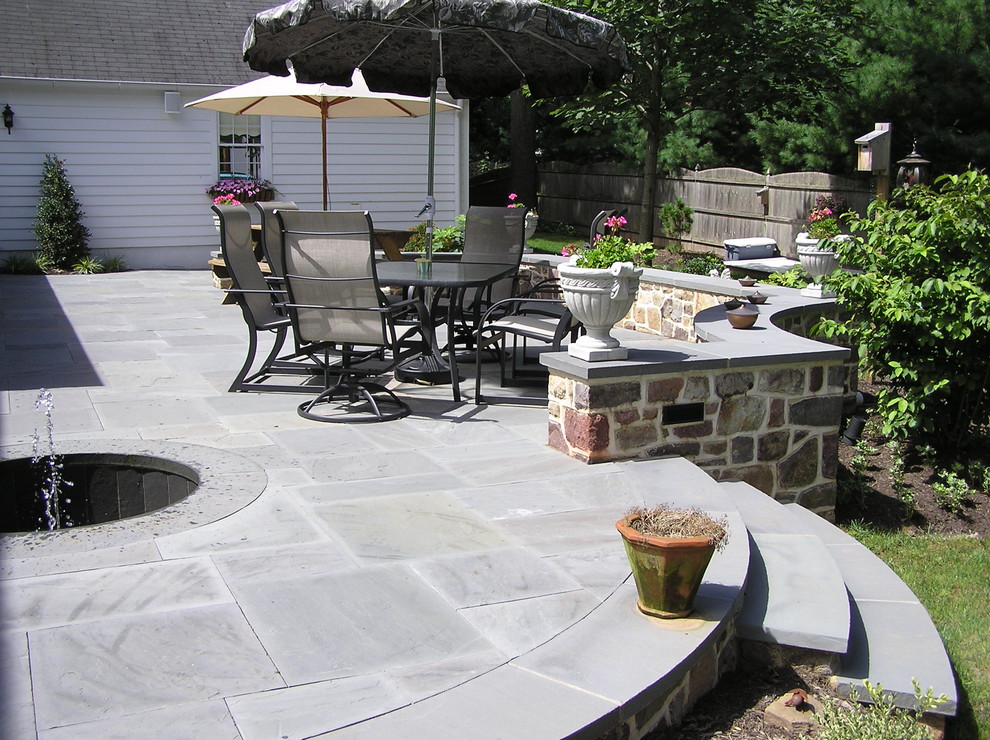 Inspiration for a mid-sized timeless backyard concrete paver patio remodel in Philadelphia with no cover