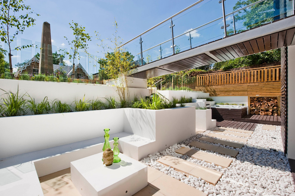 Minimalist backyard patio photo in London with decking