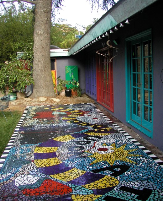 Mosaic Tile Backyard Patio Modern, Outdoor Tile Mosaic