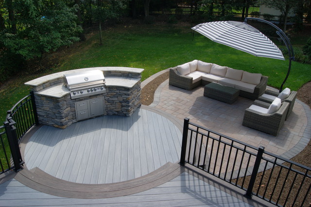 Multi Level Deck and Patio Creates a Seamless Flow Over in Towaco, NJ -  Contemporary - Patio - New York - by Deck Remodelers.com