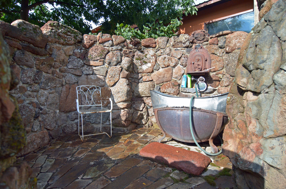 This is an example of a rustic patio in Portland.