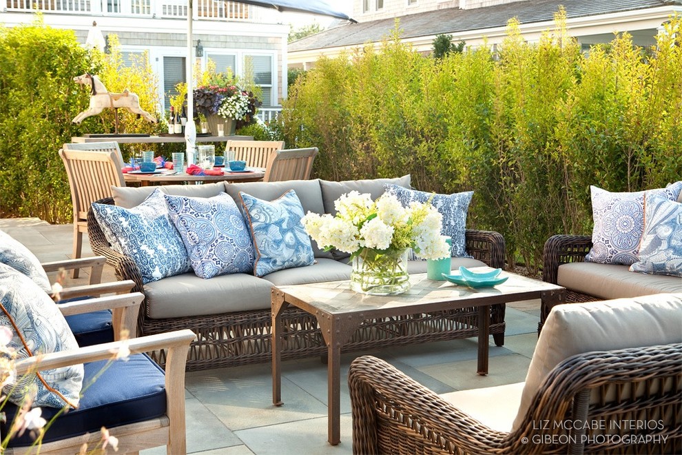 This is an example of a coastal patio in Boston.