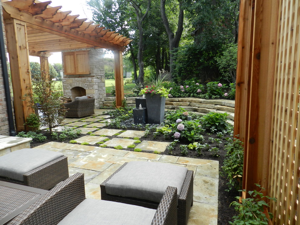 Naperville Patio, Steppers and Pergola Rustic Patio Chicago by