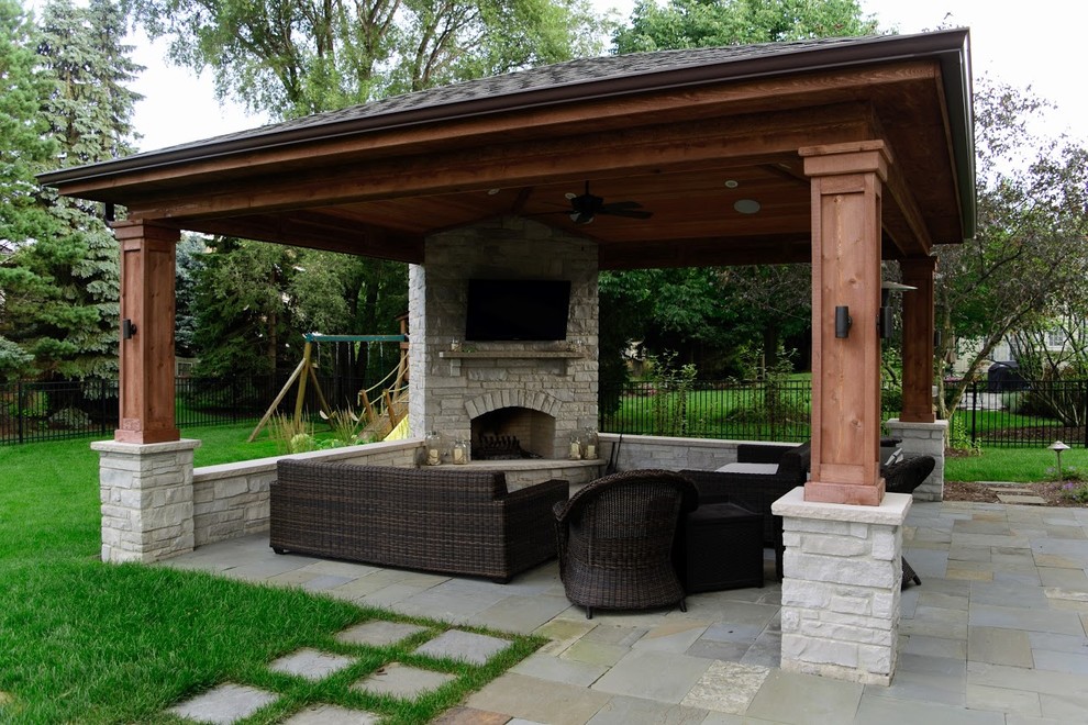 Naperville Pavillion, Fireplace and Bluestone Patio Patio Chicago