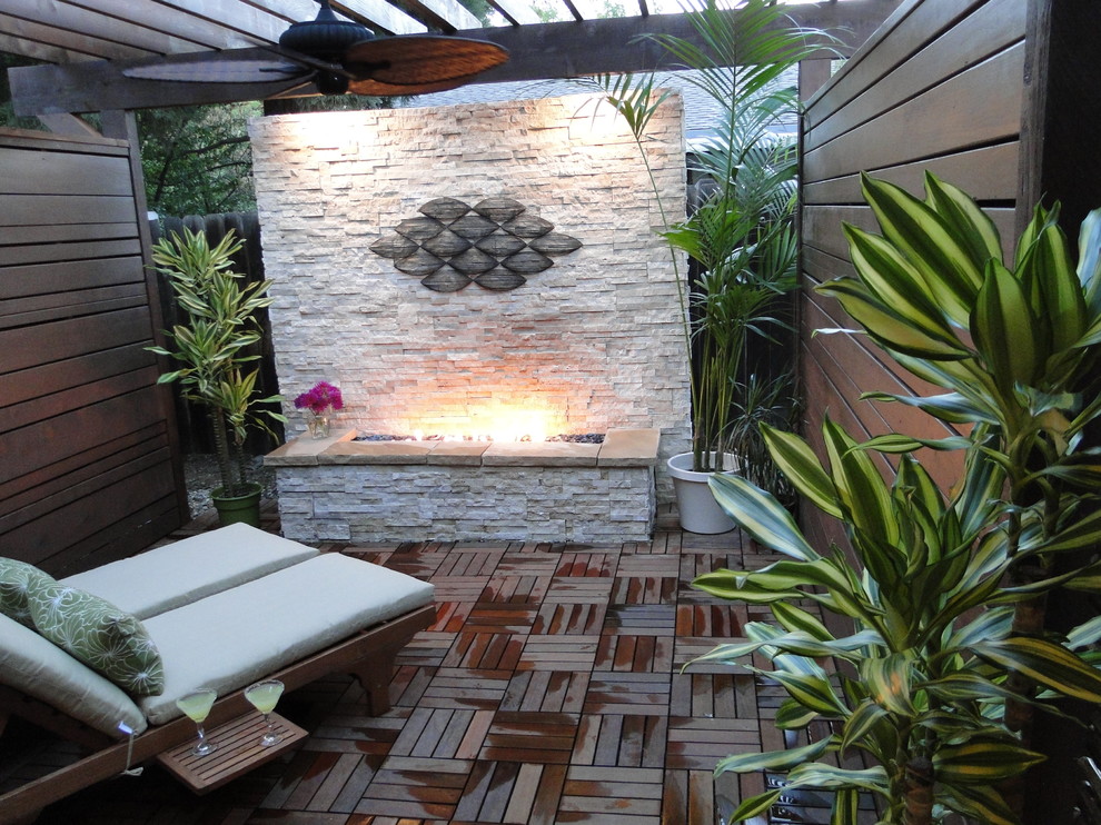 Natural Outdoor Fireplace Patio Tropical Patio Hawaii by