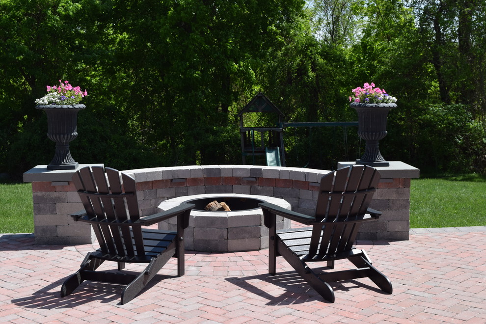 New England Backyard Fire Pit, Lincoln RI Traditional Patio