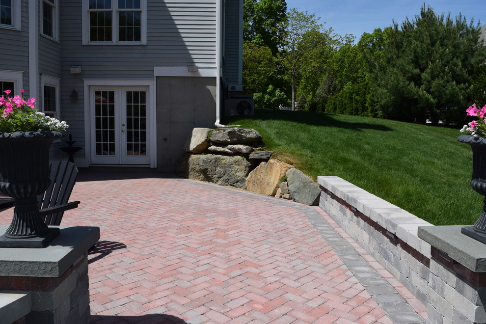 New England Backyard Fire Pit, Lincoln RI Traditional Patio