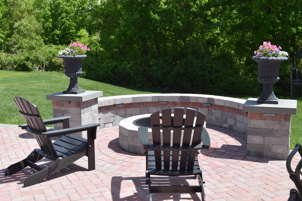 New England Backyard Fire Pit, Lincoln RI Traditional Patio
