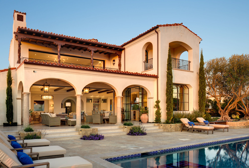 Inspiration for a mediterranean patio remodel in Orange County with no cover
