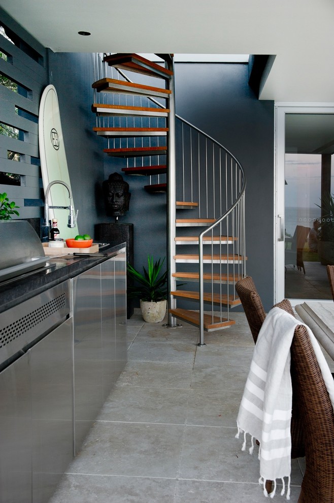 Mittelgroßer Moderner Patio mit Outdoor-Küche in Sydney