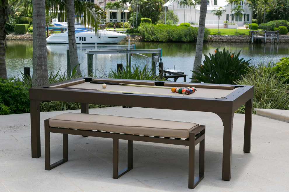 Outdoor All Weather Billiard Pool Table Beach Style Patio Orange