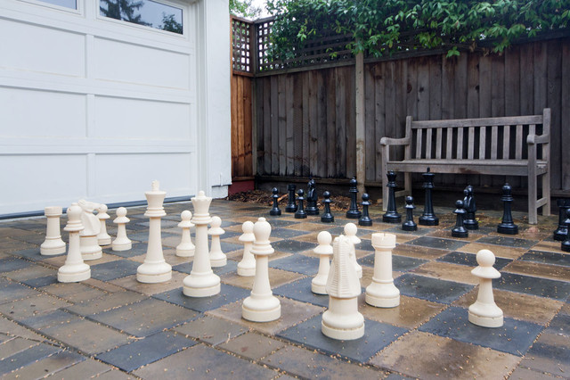 Outdoor Chess Set On Paver Driveway, Patio Chess Set