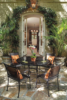 Wrought iron mesh patio chairs deals