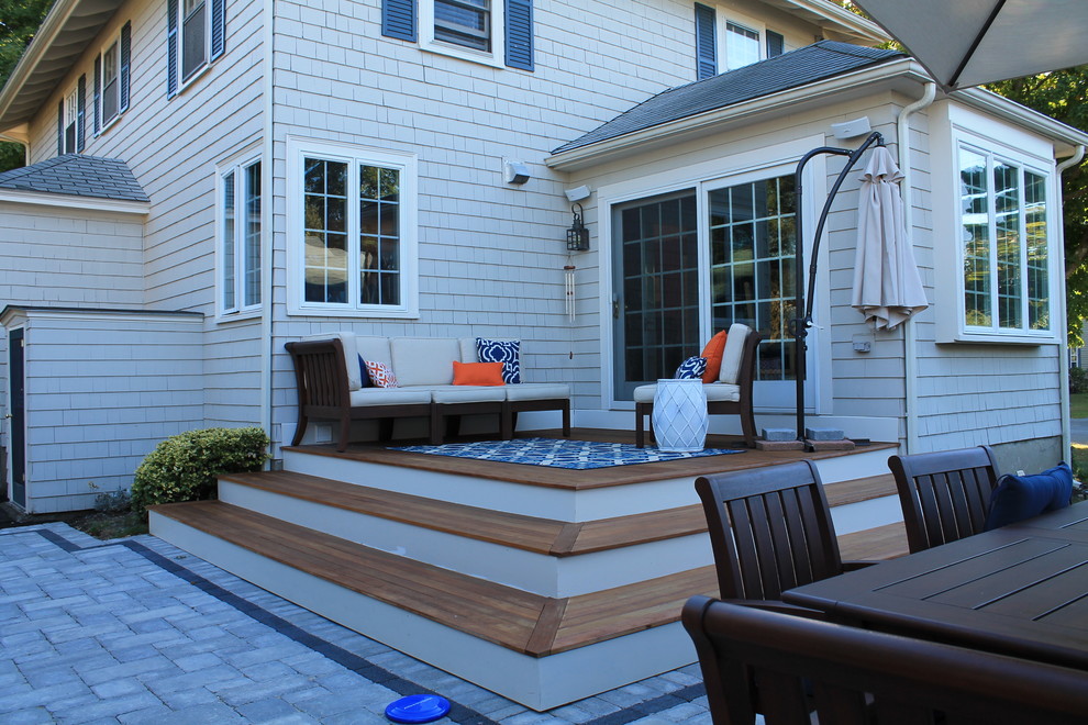 Example of a beach style patio design in Boston