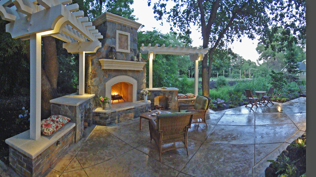 Outdoor Fireplace and seat walls Traditional Patio San Francisco by Alderland SF Bay Area Pool Landscape Co. Houzz UK