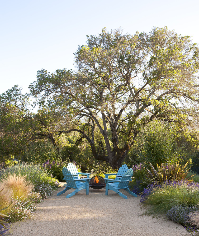 Inspiration for a contemporary patio remodel in San Francisco with a fire pit
