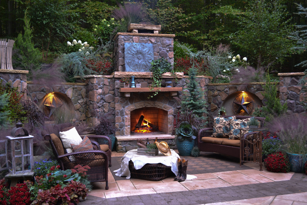 Outdoor Fireplace Rustic Patio DC Metro by Mary Kirk Menefee