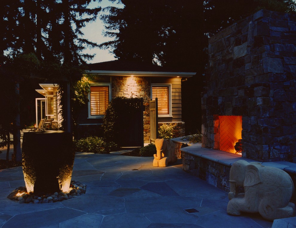 Inspiration for a contemporary back patio in San Francisco with a fire feature.