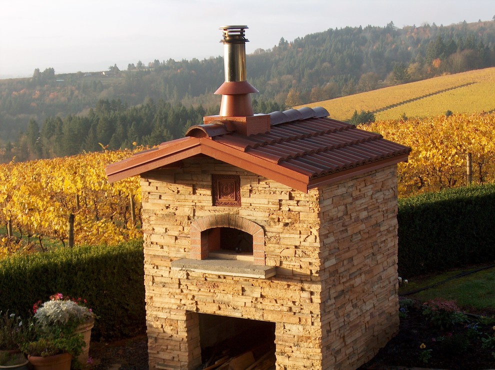 Outdoor Gable Roof Wood Fired Pizza Ovens Traditional Patio San