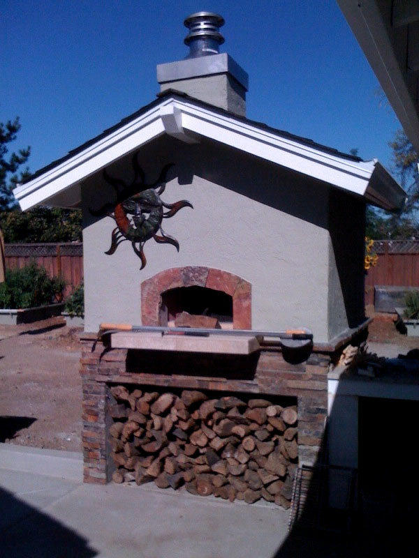 Outdoor Gable Roof Wood Fired Pizza Ovens Mediterranean Patio San