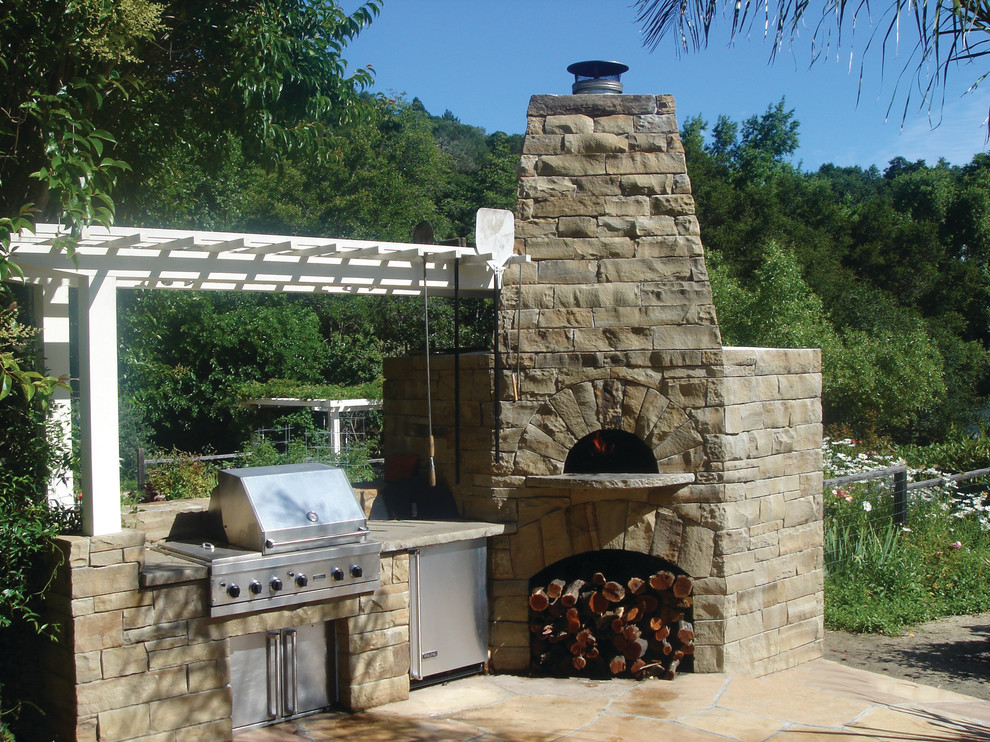Outdoor Gable Roof Wood Fired Pizza Ovens Traditional Patio San