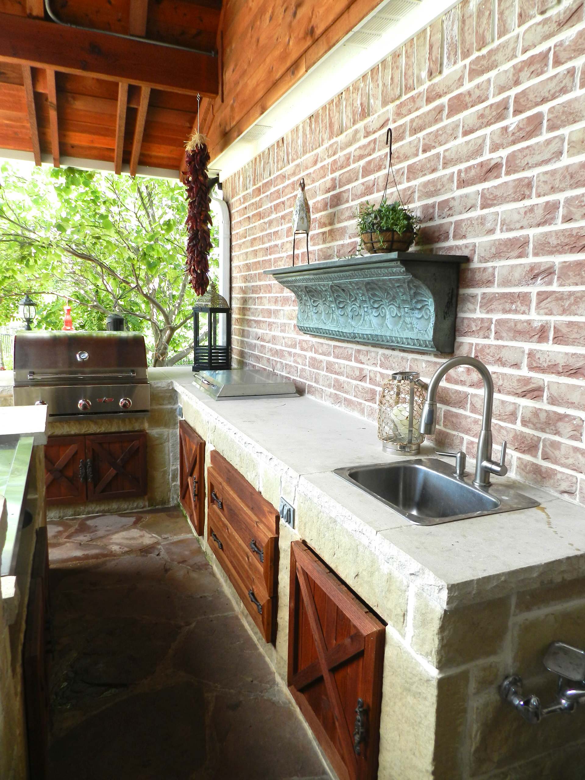 Outdoor kitchen wood hot sale cabinets