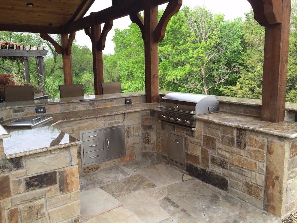 Outdoor Kitchen Counter Rustic Patio Dallas by Solid Stone