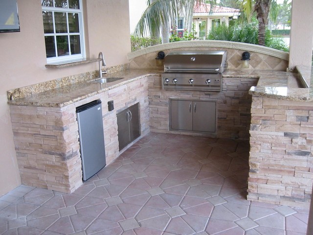 Outdoor Kitchen Drawing and Finished Projects Tropical Patio