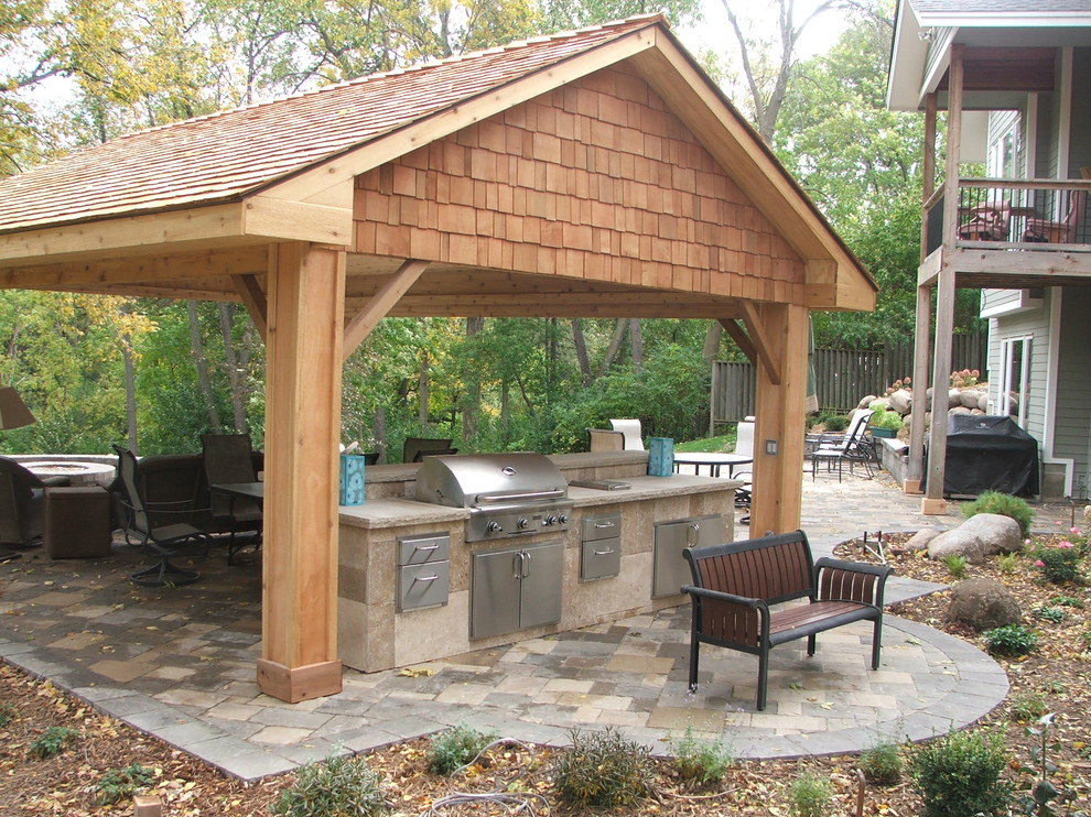 Outdoor Kitchen Under a Pavilion Patio Minneapolis by The